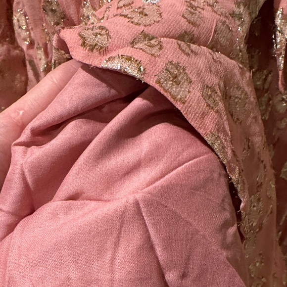 Anthropologie Maeve Pink and Gold Foiled Mini Dress - Picture 6 of 7